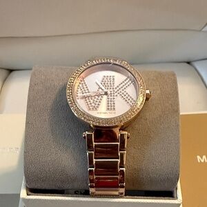 Michael Kors Crystal-Studded Rose Gold Watch